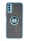 Newface Vivo Y11S Kılıf Montreal Yüzüklü Silikon Kapak - Buz Mavi