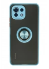 Newface Xiaomi Mİ 11 Lite Kılıf Montreal Yüzüklü Silikon Kapak - Buz Mavi