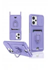 Newface Xiaomi Poco X5 5G Kılıf Zuma Kartvizitli Yüzüklü Silikon - Lila