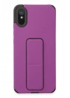 Newface Xiaomi Redmi 9A Kılıf Mega Standlı Silikon - Mor