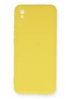 Newface Xiaomi Redmi 9A Kılıf Nano içi Kadife Silikon - Sarı