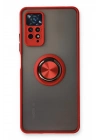 Newface Xiaomi Redmi Note 11 Pro Kılıf Montreal Yüzüklü Silikon Kapak - Kırmızı