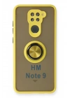 Newface Xiaomi Redmi Note 9 Kılıf Montreal Yüzüklü Silikon Kapak - Sarı
