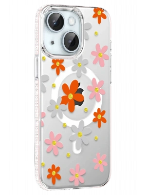 Joko Apple iPhone 14 Floral Magsafe Kapak - Turuncu