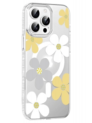 Joko Apple iPhone 15 Pro Max Floral Magsafe Kapak - Sarı