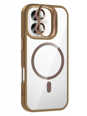 Joko Apple iPhone 17 Remim Lensli Magsafe Standlı Kapak - Kahverengi