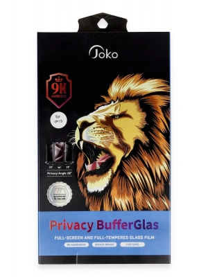 Joko iPhone 15 Buffer Hayalet Cam Ekran Koruyucu - Siyah