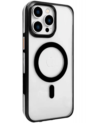 Joko iPhone 15 Pro Max Gleam PC Sert Magsafe Kılıf - Şeffaf-Siyah