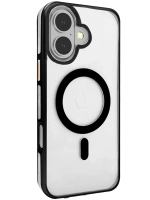 Joko iPhone 16 Gleam PC Sert Magsafe Kılıf - Şeffaf-Siyah