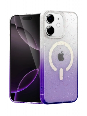 Newface Apple iPhone 12 Pummel Shiny Magsafe Kapak - Mor