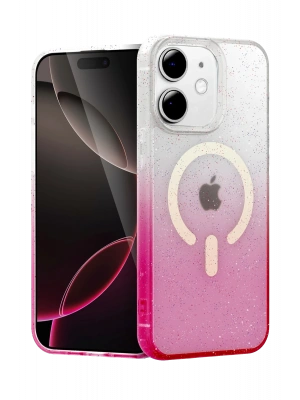 Newface Apple iPhone 12 Pummel Shiny Magsafe Kapak - Pembe