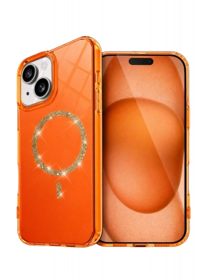 Newface Apple iPhone 14 Live Diamond Magsafe Kapak - Turuncu