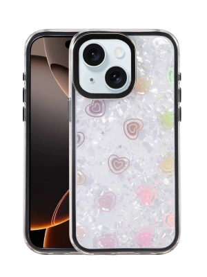 Newface Apple iPhone 15 Lumi Desenli Kapak - Siyah