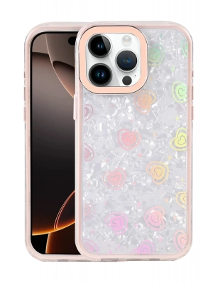 Newface Apple iPhone 15 Pro Max Lumi Desenli Kapak - Pembe