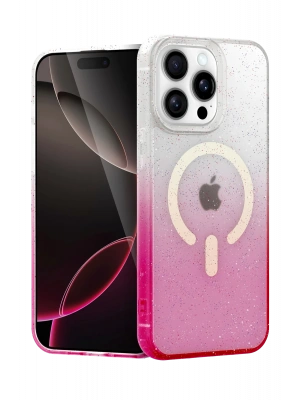 Newface Apple iPhone 15 Pro Max Pummel Shiny Magsafe Kapak - Pembe