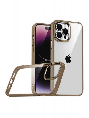 Newface Apple iPhone 15 Pro Max Razer Lensli Silikon - Çöl Titanyum