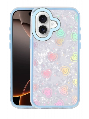 Newface Apple iPhone 16 Lumi Desenli Kapak - Mavi