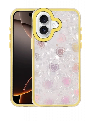 Newface Apple iPhone 16 Lumi Desenli Kapak - Sarı