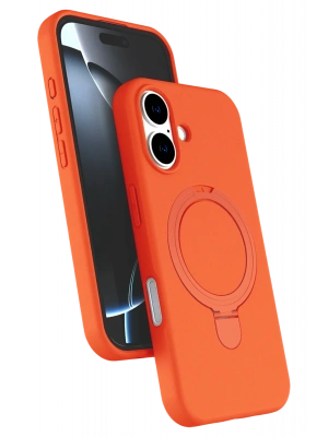 Newface Apple iPhone 16 Plus Regal Magsafe Standlı Kapak - Turuncu