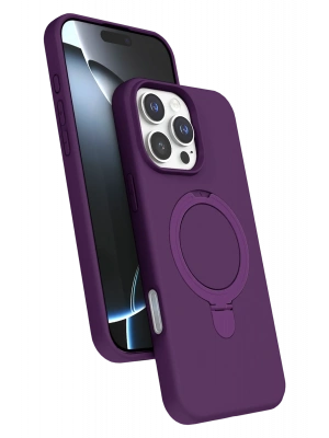 Newface Apple iPhone 16 Pro Regal Magsafe Standlı Kapak - Derin Mor