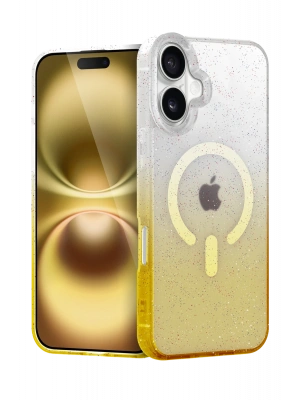 Newface Apple iPhone 16 Pummel Shiny Magsafe Kapak - Gold