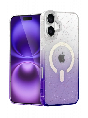 Newface Apple iPhone 16 Pummel Shiny Magsafe Kapak - Mor