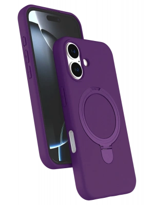 Newface Apple iPhone 16 Regal Magsafe Standlı Kapak - Derin Mor