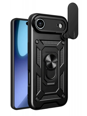 Newface Apple iPhone 17 Air Pars Lens Yüzüklü Silikon - Siyah