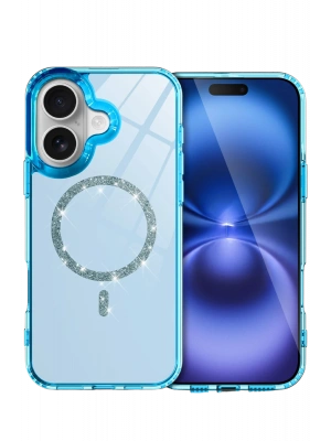 Newface Apple iPhone 17 Live Diamond Magsafe Kapak - Mavi