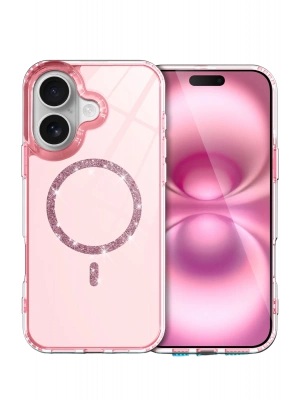 Newface Apple iPhone 17 Live Diamond Magsafe Kapak - Pembe