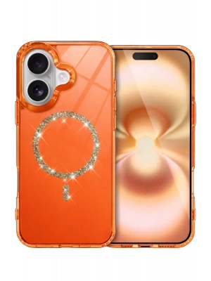 Newface Apple iPhone 17 Live Diamond Magsafe Kapak - Turuncu