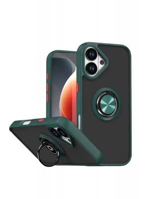 Newface Apple iPhone 17 Montreal Yüzüklü Silikon Kapak - Yeşil