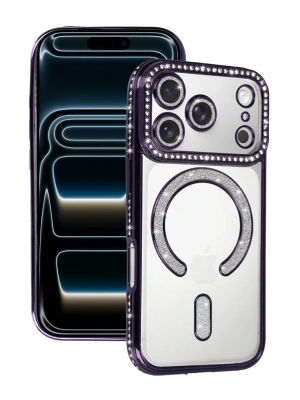 Newface Apple iPhone 17 Pro Joke Simli Magneticsafe Kılıf - Derin Mor