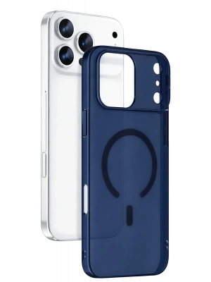 Newface Apple iPhone 17 Pro Max Combo Sert Şeffaf Magsafe Kapak - Mavi