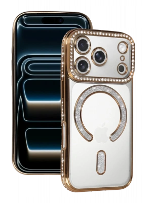Newface Apple iPhone 17 Pro Max Joke Simli Magneticsafe Kılıf - Gold