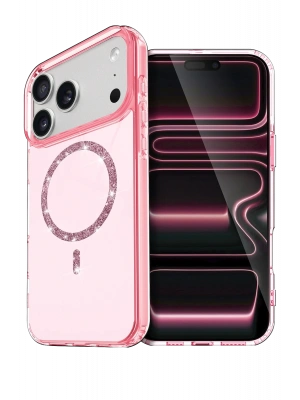 Newface Apple iPhone 17 Pro Max Live Diamond Magsafe Kapak - Pembe