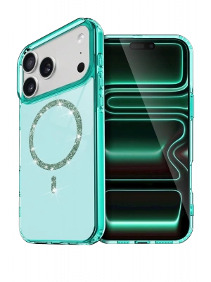 Newface Apple iPhone 17 Pro Max Live Diamond Magsafe Kapak - Yeşil