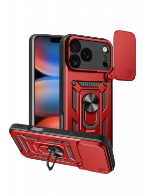 Newface Apple iPhone 17 Pro Max Pars Lens Yüzüklü Silikon - Kırmızı