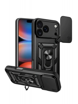 Newface Apple iPhone 17 Pro Pars Lens Yüzüklü Silikon - Siyah