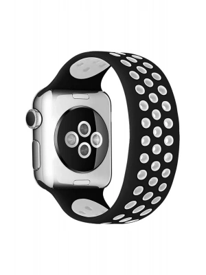 Newface Apple Watch 38mm Ayarlı Delikli Silikon Kordon - Siyah-Beyaz
