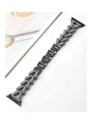 Newface Apple Watch 38mm Node Taşlı Kordon - Siyah