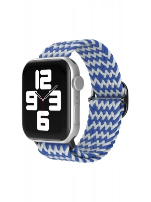 Newface Apple Watch 38mm Star Kordon - Zigzag Beyaz-Mavi