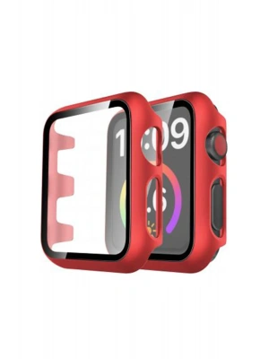Newface Apple Watch 40mm Camlı Kasa Ekran Koruyucu - Kırmızı