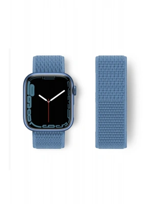 Newface Apple Watch 42mm Hasırlı Cırtcırtlı Kordon - Mavi