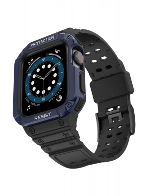 Newface Apple Watch 42mm KR401 Silikon Kordon - Siyah-Mavi