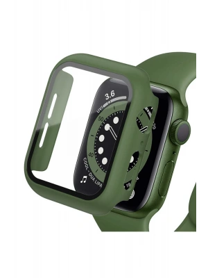 Newface Apple Watch 45mm Camlı Kasa Ekran Koruyucu - Koyu Yeşil
