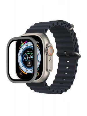 Newface Apple Watch Ultra 49mm Alüminyum Kasa Cam Ekran Koruyucu - Gri