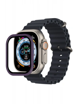 Newface Apple Watch Ultra 49mm Alüminyum Kasa Cam Ekran Koruyucu - Mor