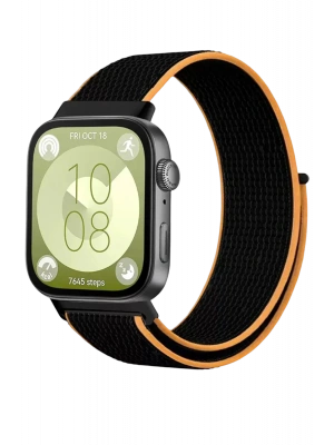 Newface Huawei Fit 4 Hasırlı Cırtcırtlı Kordon - Siyah-Turuncu