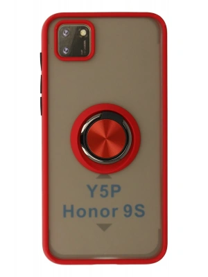 Newface Huawei Y5P Kılıf Montreal Yüzüklü Silikon Kapak - Kırmızı